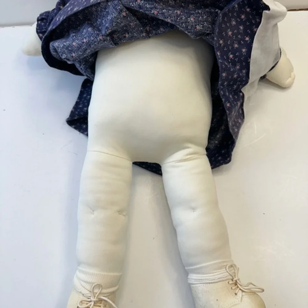 Vintage Cabbage Patch Kids Doll Girl Blue Eyes‎ Yarn Hair Dress Outfit